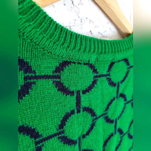 Rope Pattern Green & Navy Sweater - Picture 4 of 5
